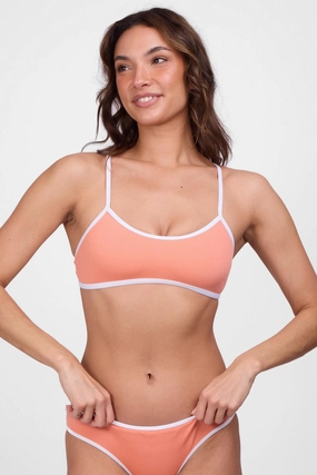Jocelyn Bikini Top - Tangelo Contrast bikini sets with cover up, comfy beach bikinis women