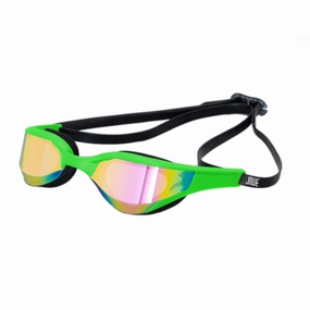Jowe Breakout Mirrored Racing Goggles - Lime Green/Gold anti fog swim goggles, swim training goggles