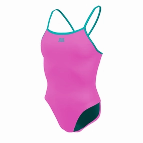 Jowe Women's Tie-Back Swimsuit - Game Pink / Calm swim training suits women, performance one piece swimsuits