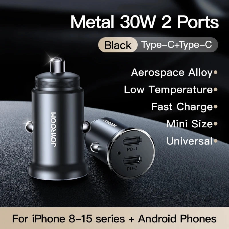 Limited Time Hot Deal Joyroom 30W Metal Usb C Fast Car Charger Adapter Pd Qc3.0 For Iphone & Android
