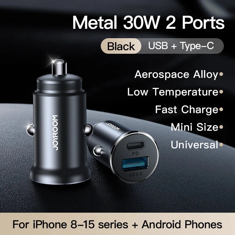 Last Chance Steal Big Hot Sale Joyroom 30W Metal Usb C Fast Car Charger Adapter Pd Qc3.0 For Iphone & Android