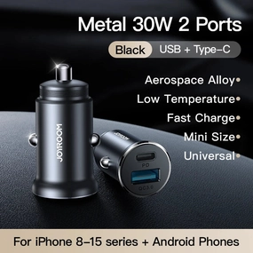 Last Chance Steal Big Hot Sale Joyroom 30W Metal Usb C Fast Car Charger Adapter Pd Qc3.0 For Iphone & Android