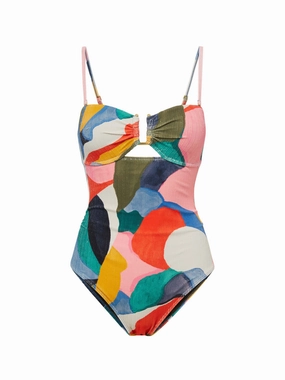 Juliette One Piece In Carta Colorblock Texture fashionable beach swimwear, modern womens bikinis