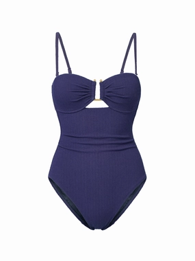 Juliette One Piece In Navy Texture high waist swimwear women, swimsuit for women beachwear