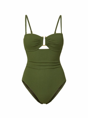 Juliette One Piece In Olive Texture high waist swimwear women, swimsuit for women beachwear