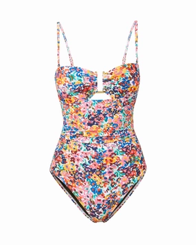 Juliette One Piece In Painted Petals fashionable beach swimwear, modern womens bikinis