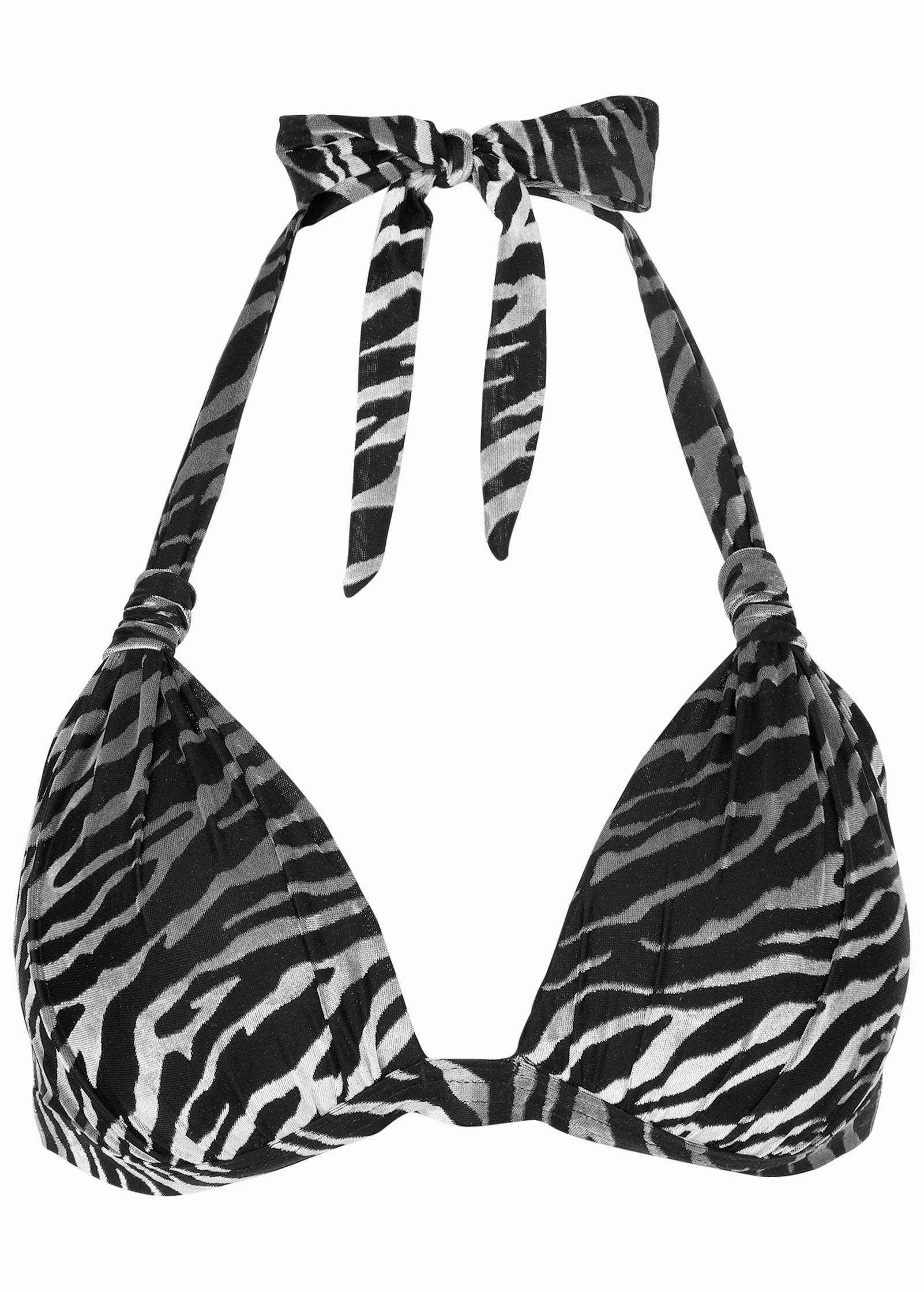 Jungle Velvet Goddess Push-Up Halter Top - Black & Silver