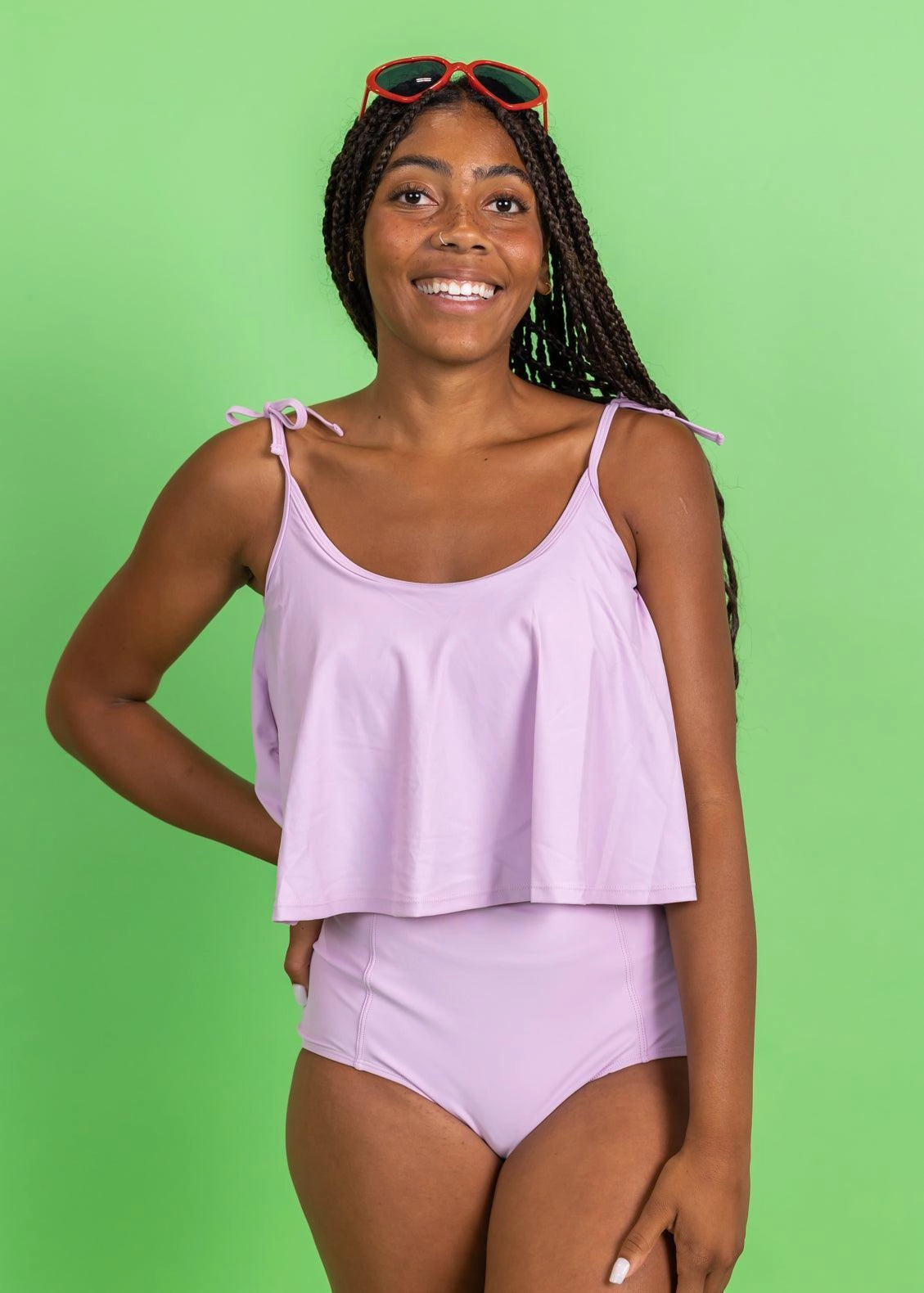 Just Lilac | High-Waisted Bottoms elastic waistband swim bottoms, mix-and-match bikini bottoms