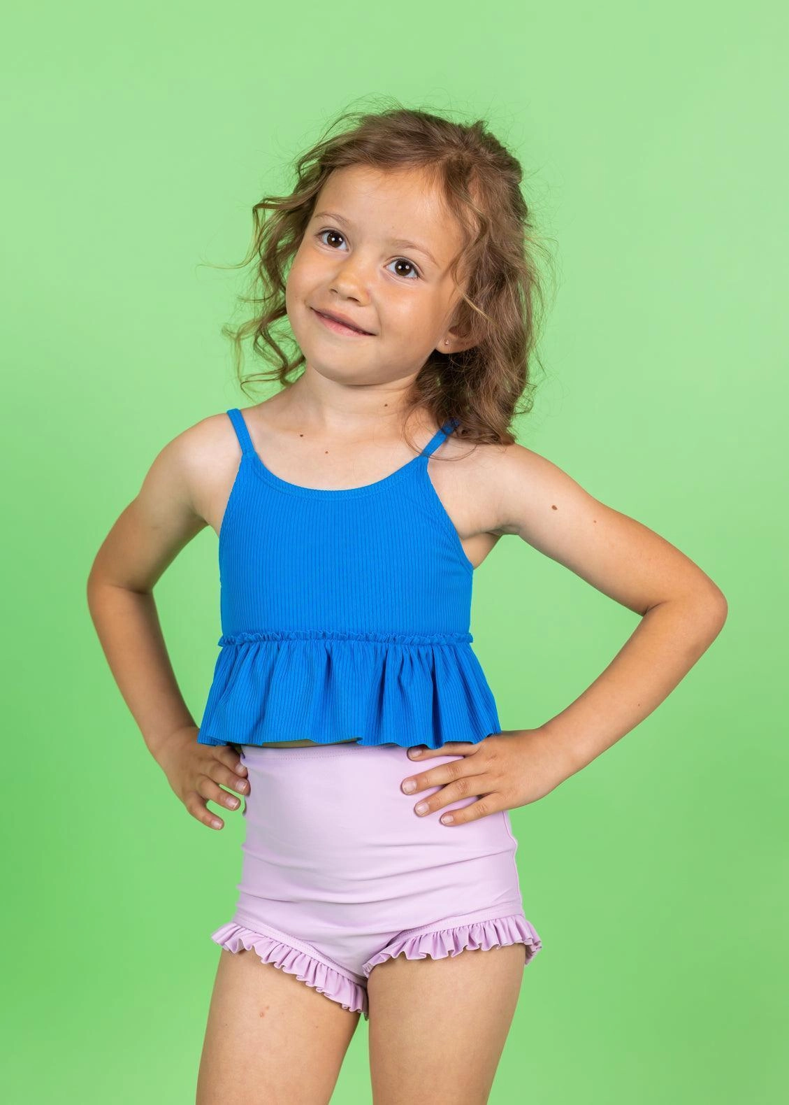 Just Lilac | Mini All Ruffled Up Bottoms girls full coverage swimwear, kids swimwear for pool