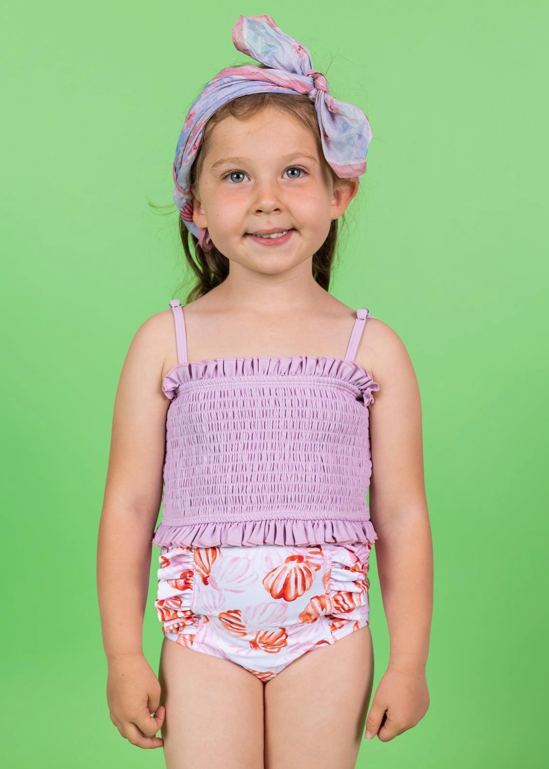 Just Lilac | Mini Bandeau Top girls full coverage swimwear, kids swimwear for pool