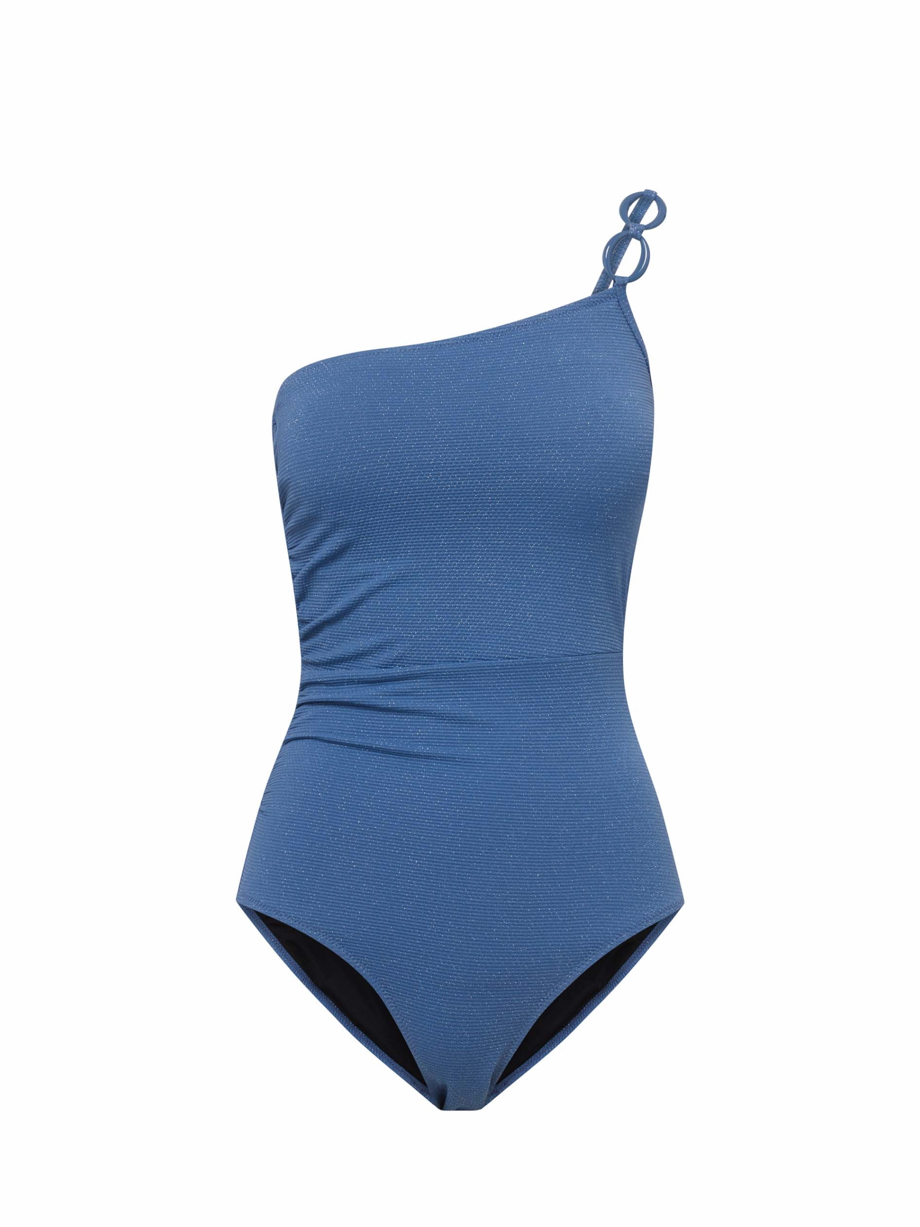 Kara One Piece In Steel Blue Metallic Pique high waist swimwear women, swimsuit for women beachwear