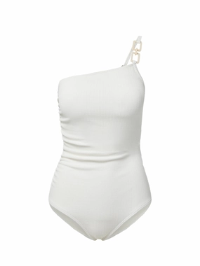 Kara Trim One Piece Ivory Texture fashionable beach swimwear, modern womens bikinis