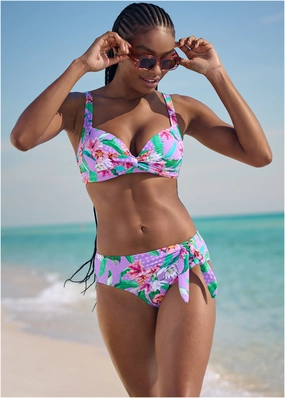 Kauai Moderate Bottom - Polka Dot Jungle womens sun protection swimwear, trendy swimwear collection