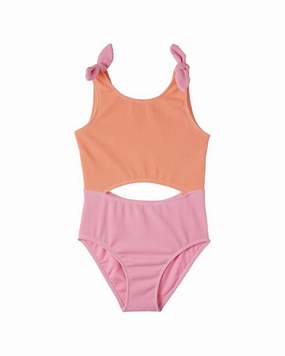 Kensie Colorblocked Textured Rib Swimsuit cute swimsuits for teen girls, modest teen swimwear