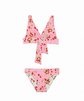 Kid's Allie Reversible Halter Bikini Set In Pink stylish teen girl swimsuits, teen girls swimwear sets