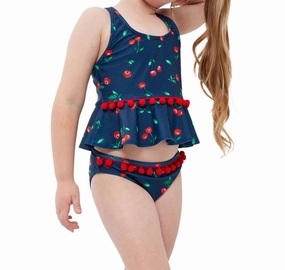 Kids Bikini Top With Matching Bikini Bottom In Gtk Cherries cute swimsuits for teen girls, modest teen swimwear