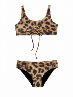 Kids Lace Up Bikini In Jungle cute swimsuits for teen girls, modest teen swimwear