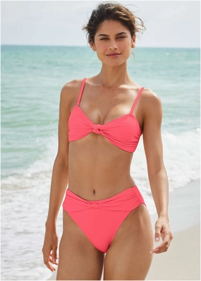 Knot Detail Midi Bottom - Ocean Coral womens sun protection swimwear, trendy swimwear collection