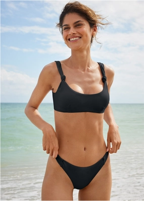 Knotted Cheeky Bottom - Black Beauty plain swimwear women, minimalist swimsuits