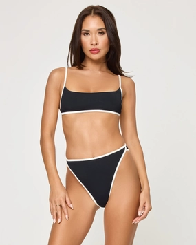 Kourt Bikini Top - Black-Cream timeless swimwear styles women, comfy swimwear for women