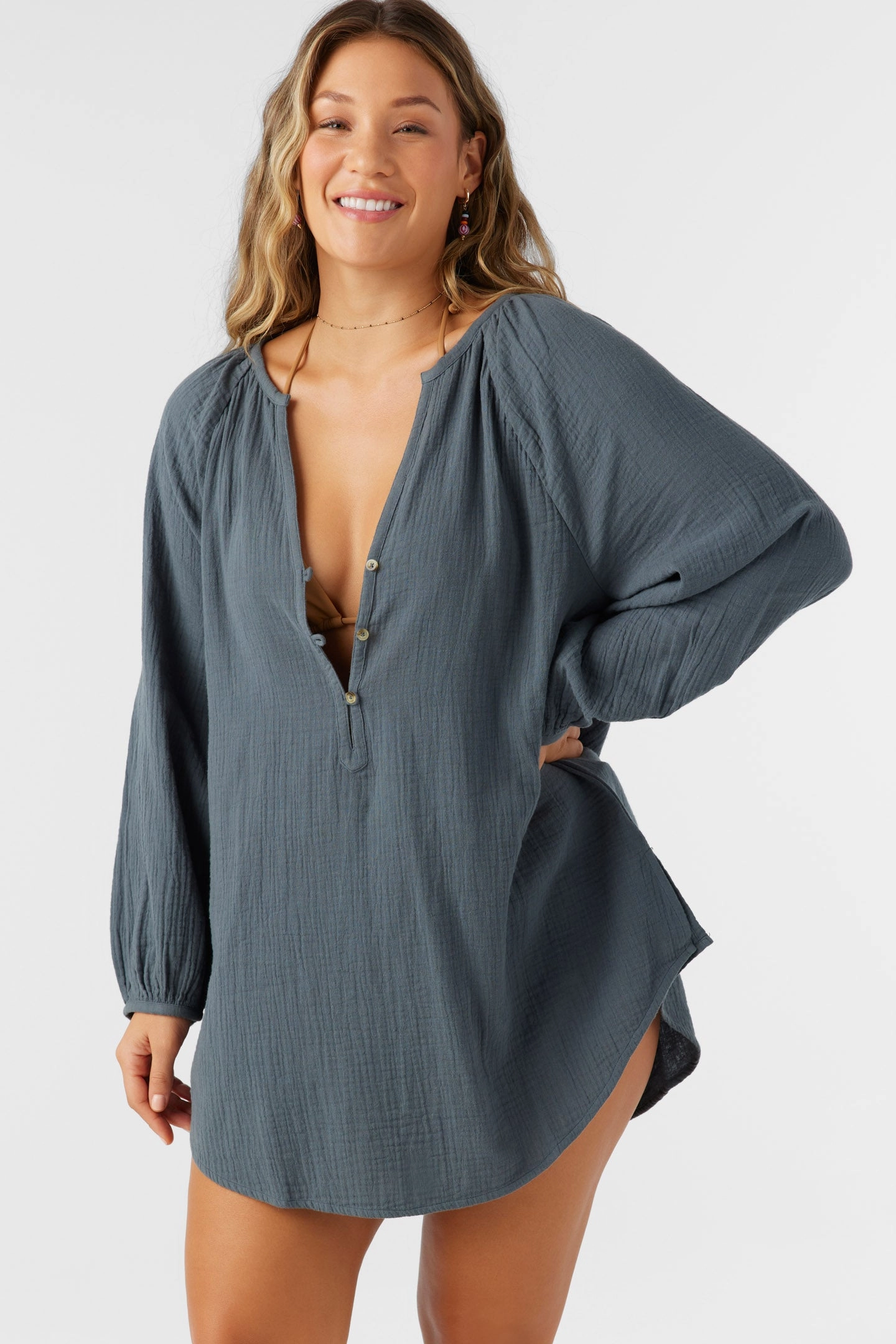 KRYSTEN CRINKLE DOUBLE GAUZE TUNIC SWIM COVER-UP