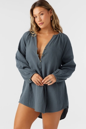 KRYSTEN CRINKLE DOUBLE GAUZE TUNIC SWIM COVER-UP classic women's swimwear, everyday swimwear for ladies