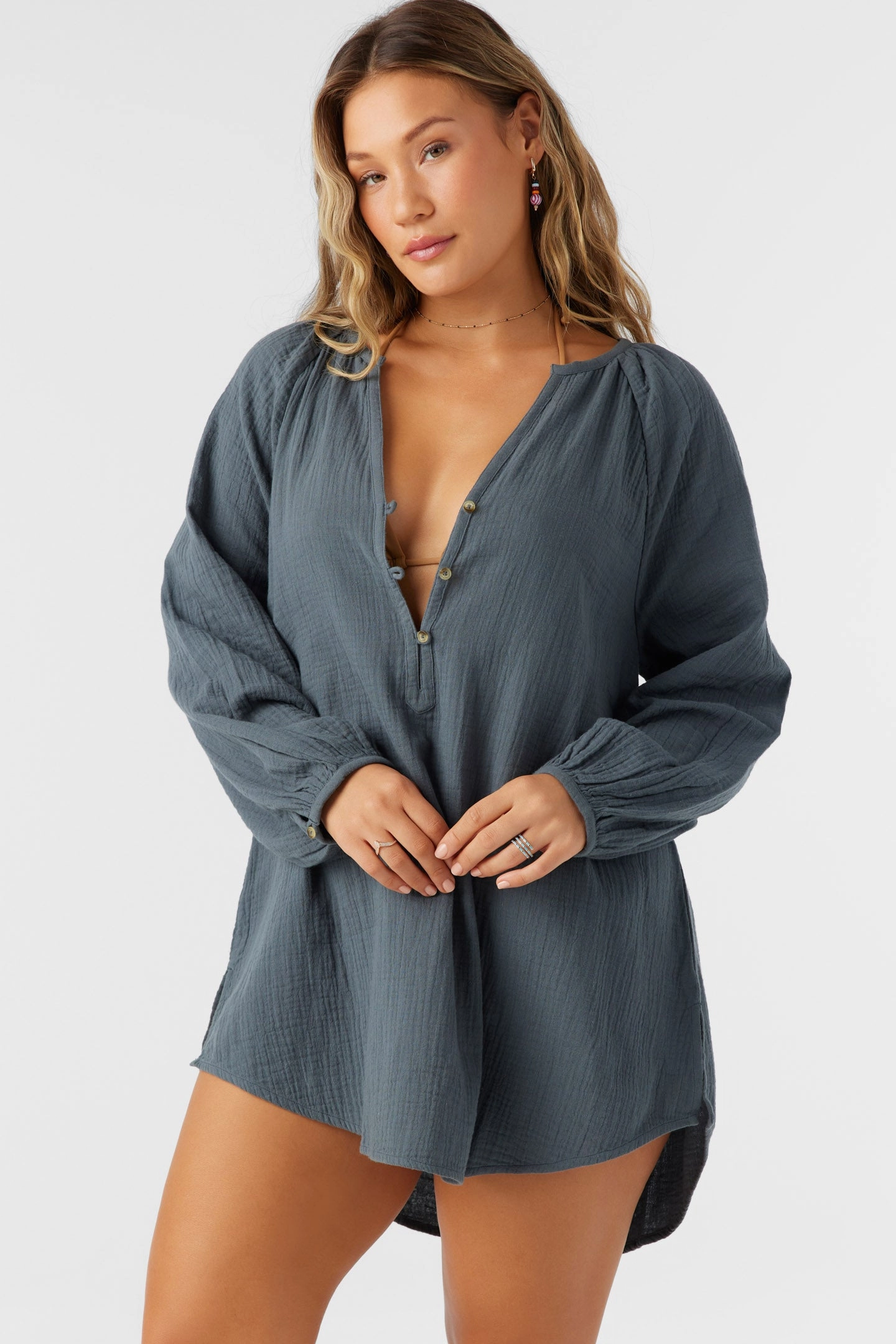 KRYSTEN CRINKLE DOUBLE GAUZE TUNIC SWIM COVER-UP classic women's swimwear, everyday swimwear for ladies