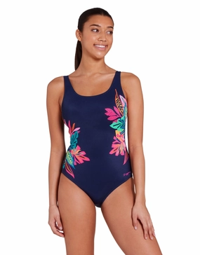 Kuringai Adjustable Scoopback Swimsuit - Navy/Multi minimalistic swimsuits women, sleek swimwear styles