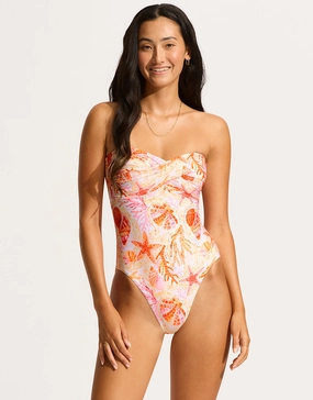 La Mer Twist Bandeau Swimsuit - White bandeau swimsuits for women, strapless swimwear tops