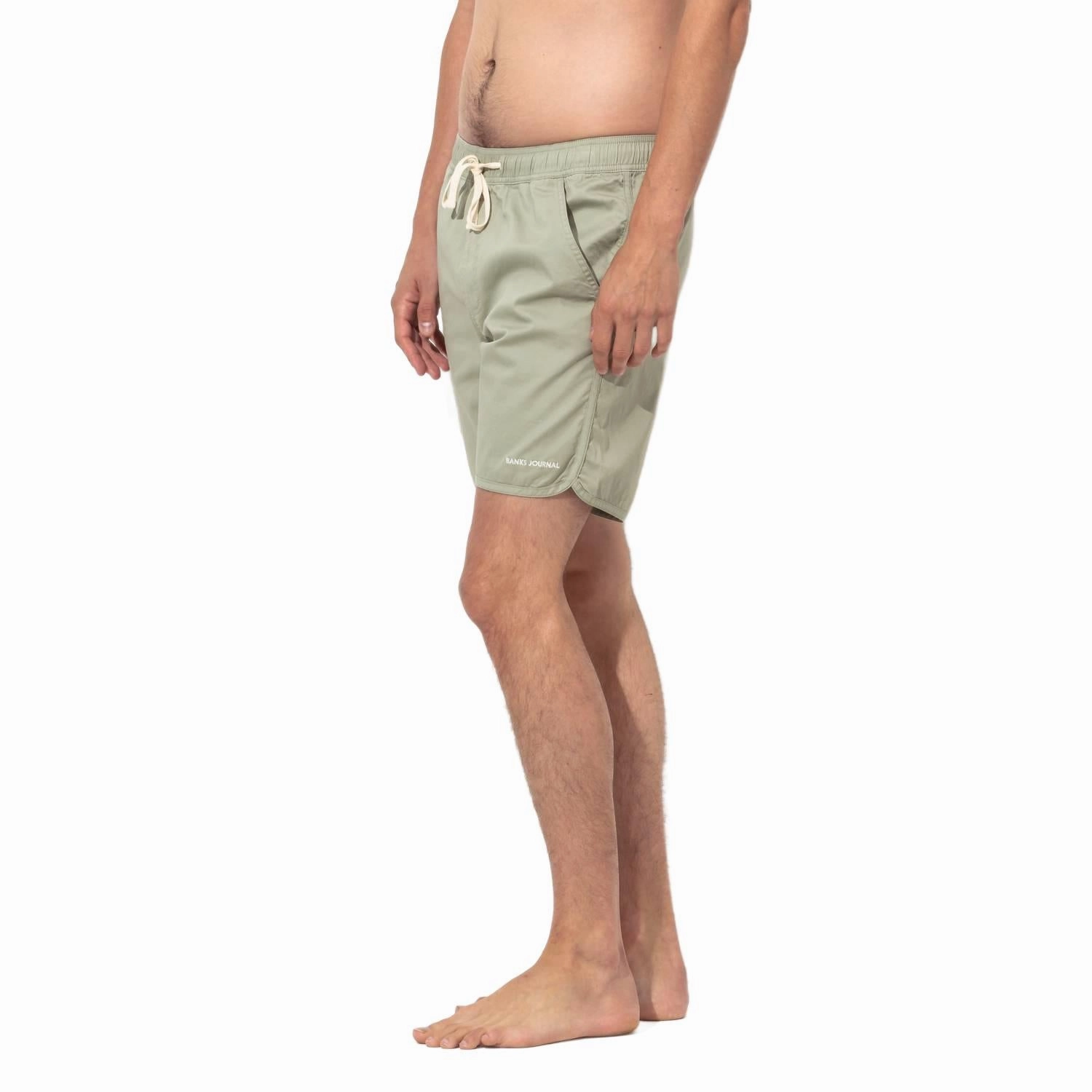 Label Elastic Boardshort In Green Tea