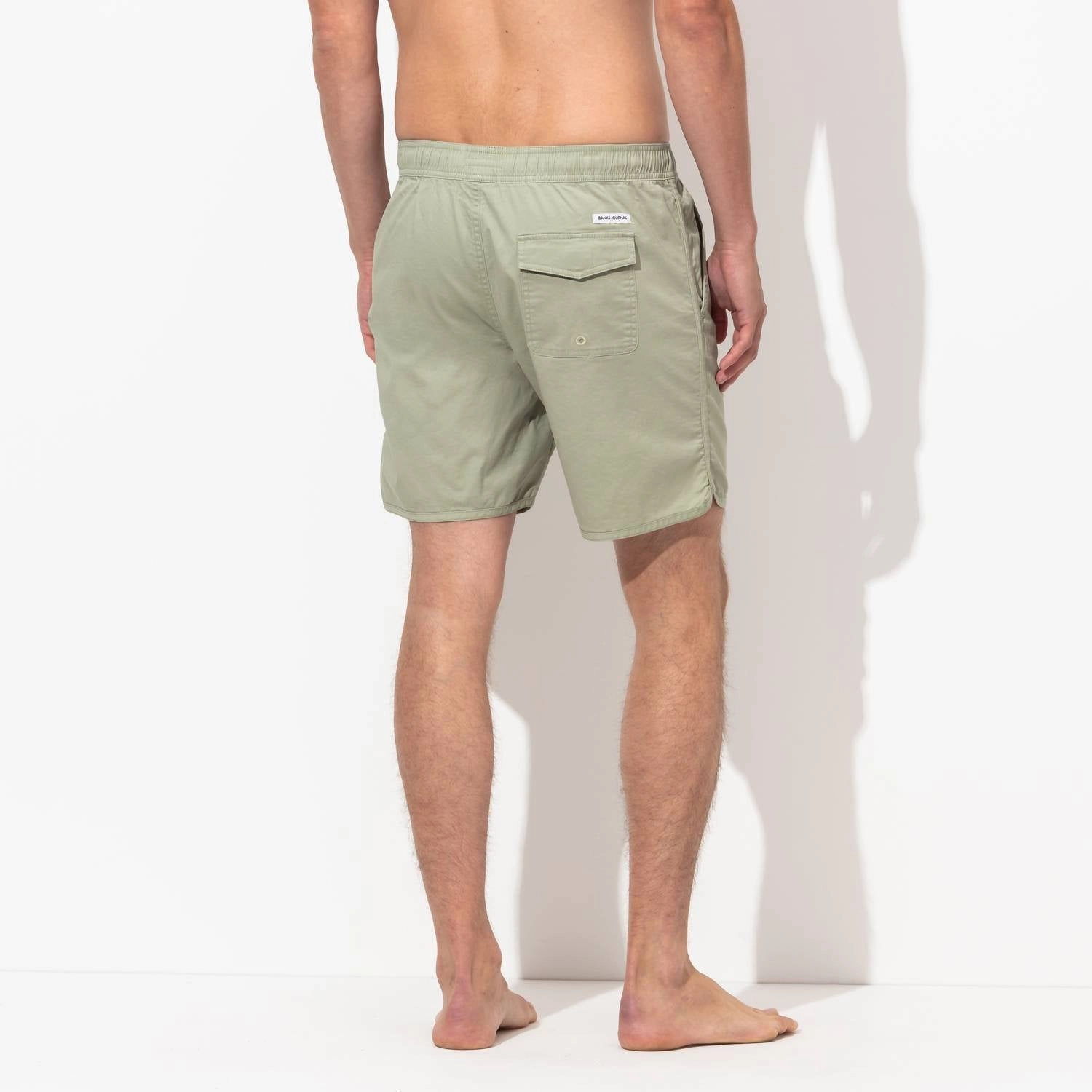 Label Elastic Boardshort In Green Tea