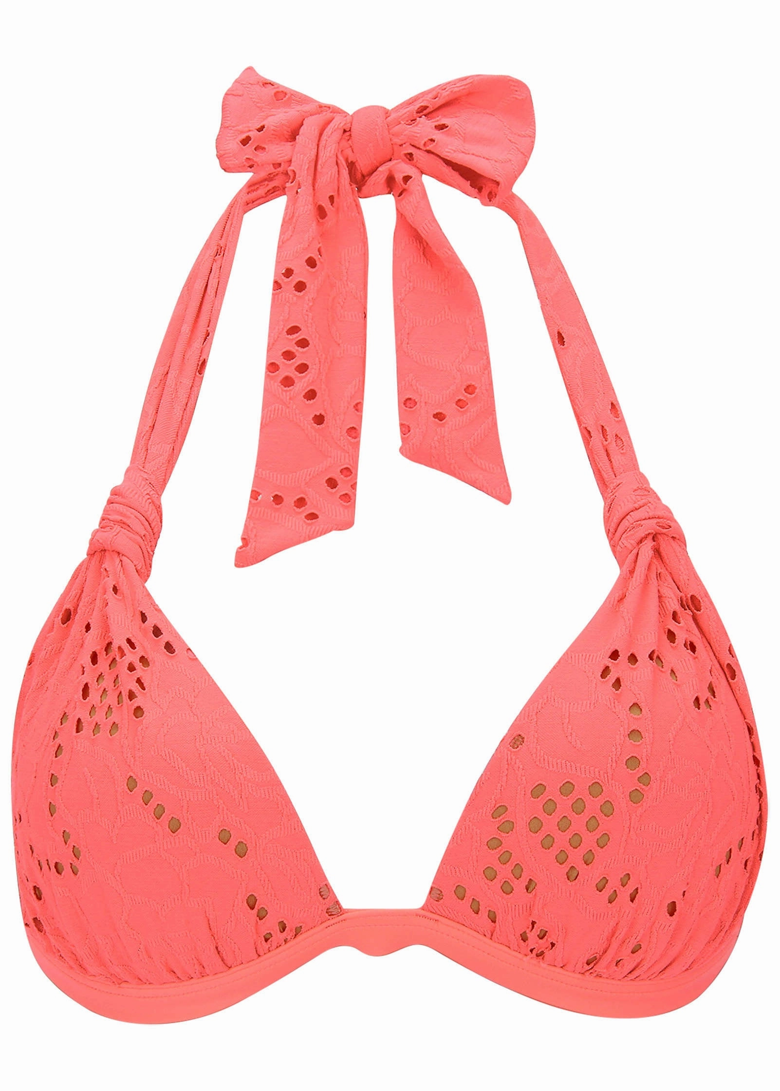 Lace Goddess Push-Up Halter Top - Coral