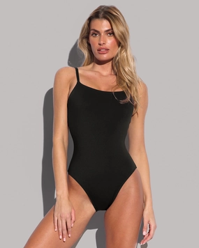 Lacey - Black shaping swimwear for women, tummy control sculpting swimsuits