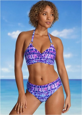 Laguna Wrap Underwire Top - Blurred Leopard Stripe swimwear with tummy control, elegant swimsuits for women