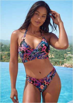 Laguna Wrap Underwire Top - Tropical Flash bandeau bikini tops, triangle swim tops