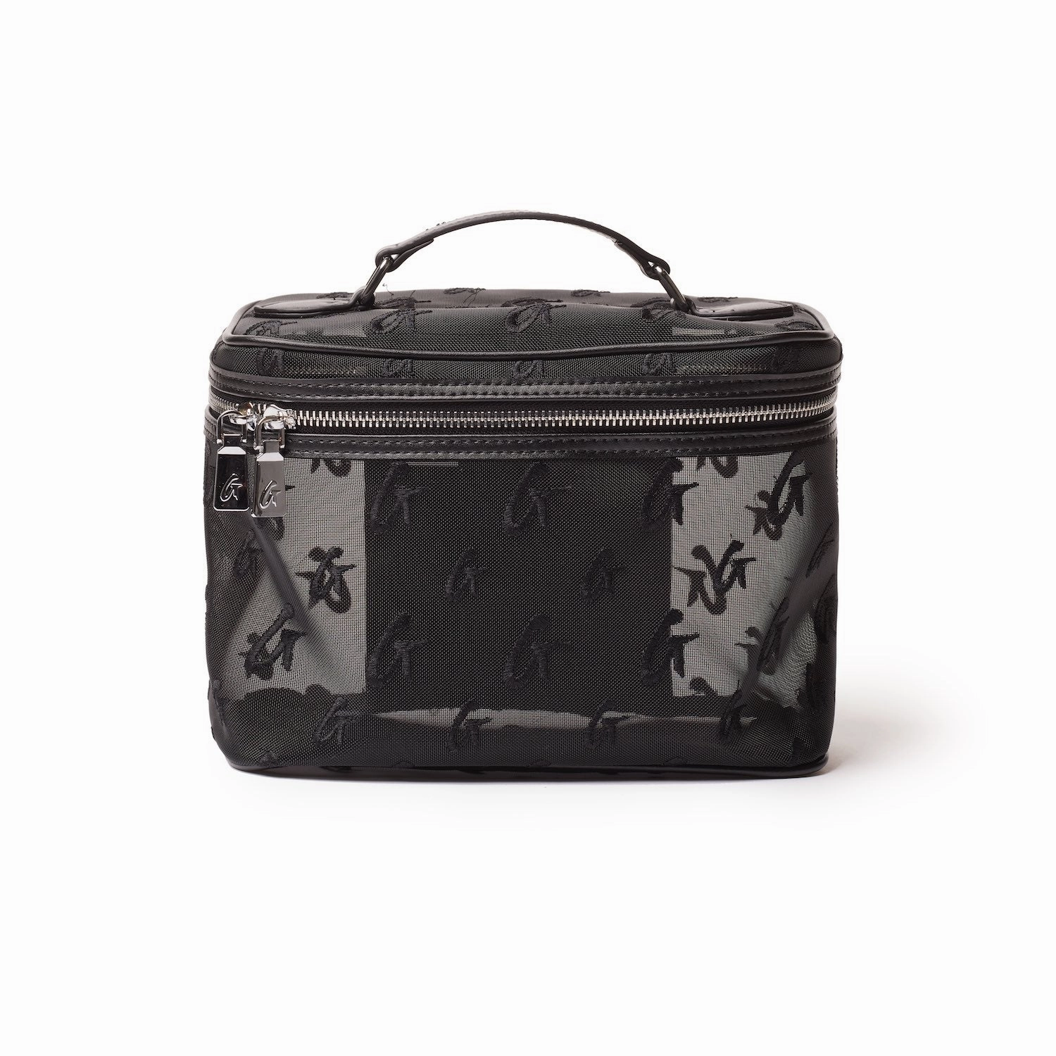 Large Mesh Monogram Toiletry Bag - Black Travel Pouch Set