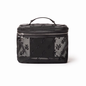 Large Mesh Monogram Toiletry Bag - Black Travel Pouch Set