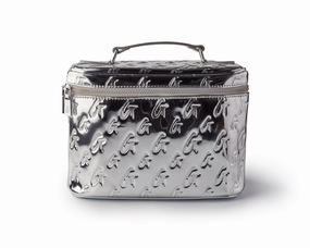 Large Metallic Monogram Toiletry Bag - Metallic Silver Multi-Compartment Bag