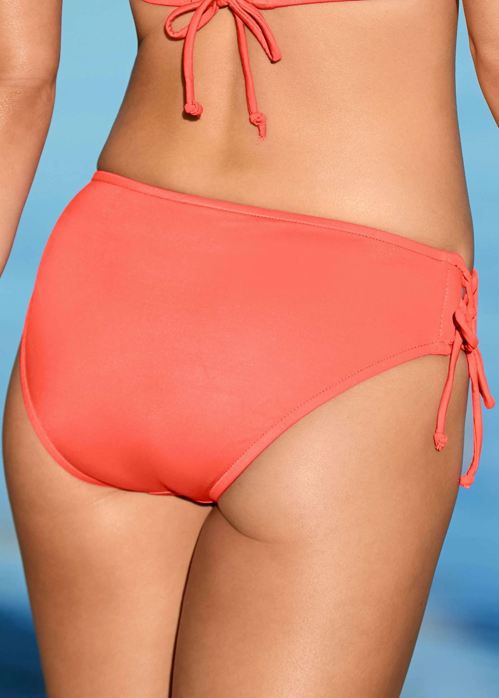 Lattice Side Bikini Bottom - Coral Crush