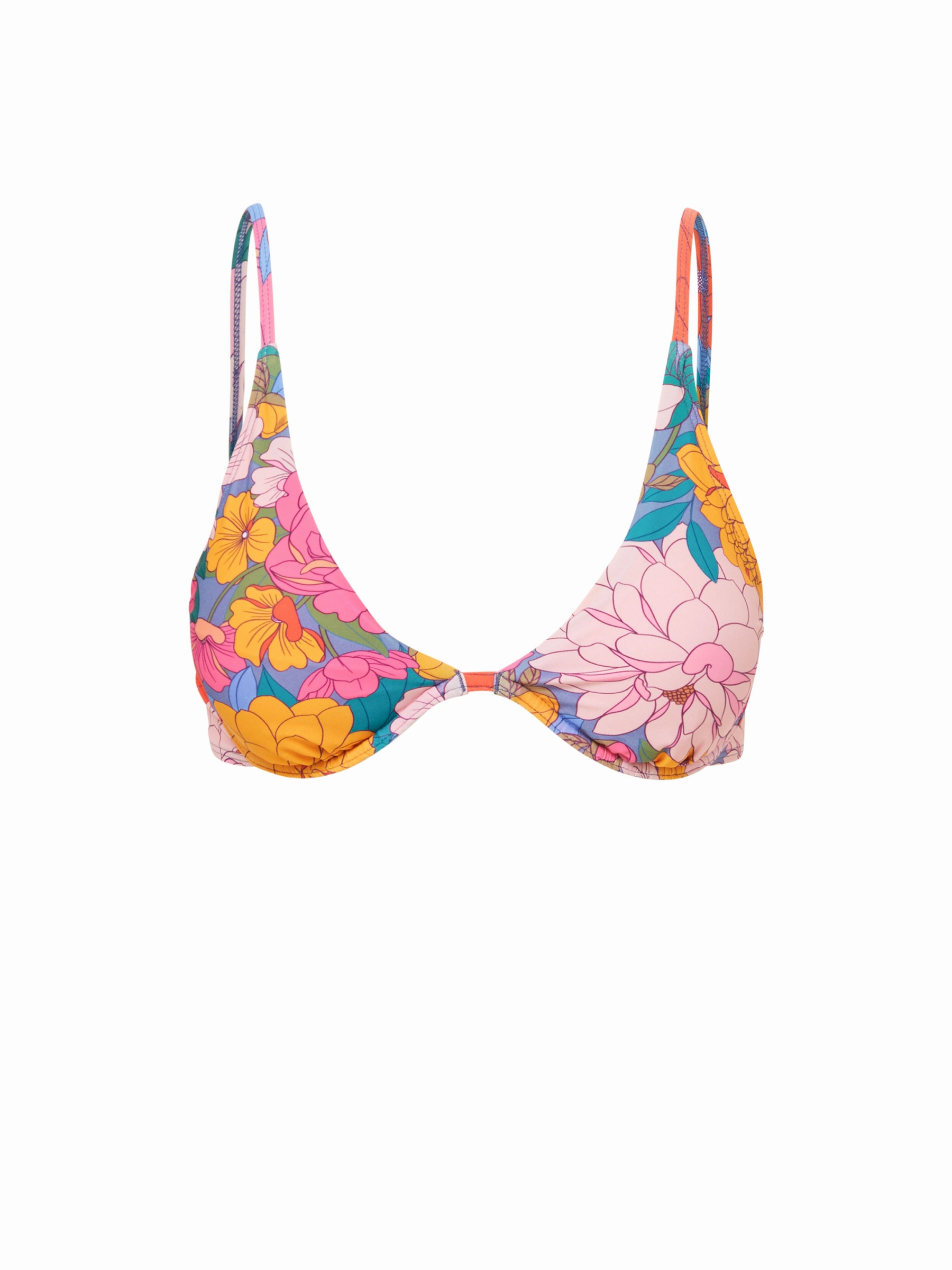 Leah Top In Zinnia Fields fashionable beach swimwear, modern womens bikinis