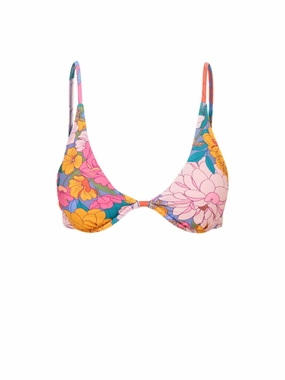Leah Top In Zinnia Fields fashionable beach swimwear, modern womens bikinis