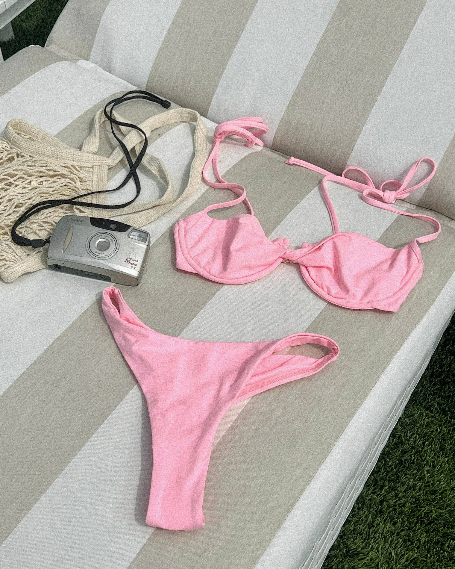 Leilani Bikini Bottom - Crystal Pink ruched bikini bottoms, hipster swimwear bottoms