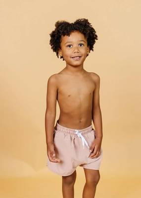 Light Mauve | Mini Retro Shorties boys summer swimwear, boys rash guard swim sets