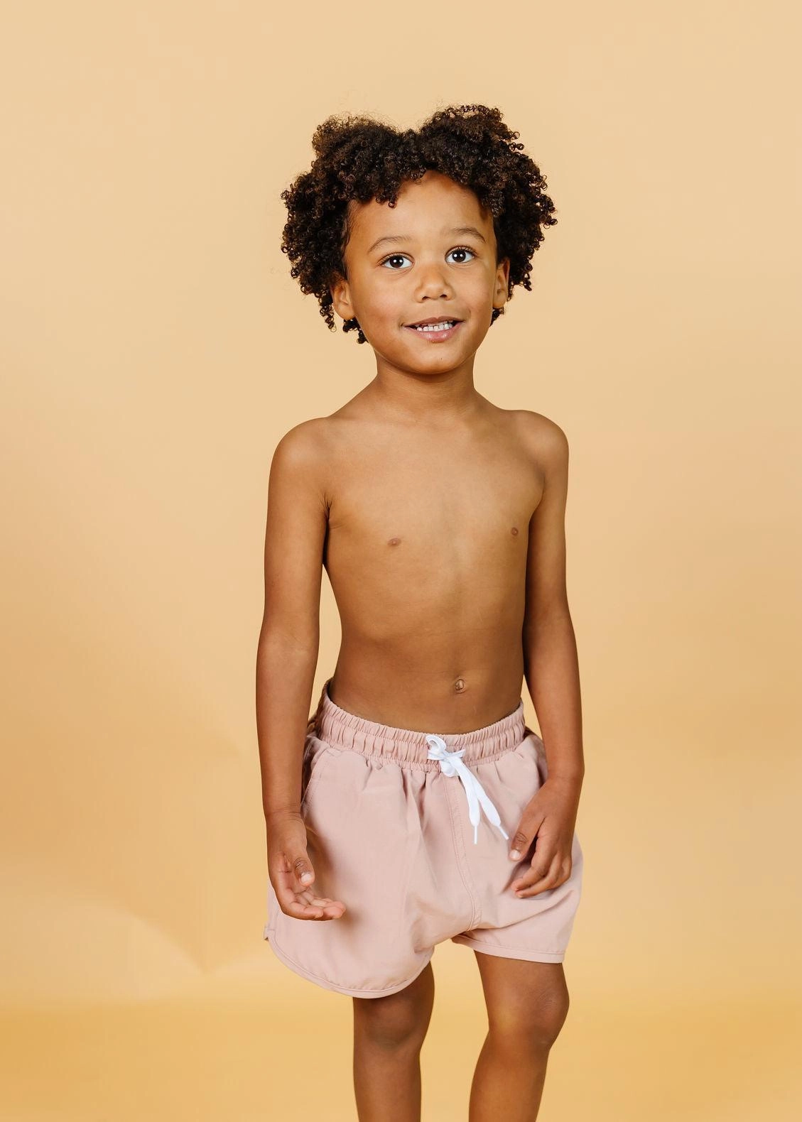Light Mauve | Mini Retro Shorties boys summer swimwear, boys rash guard swim sets