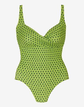 Lima Wrap Front Swimsuit - Lime cup sized swimwear women, supportive swimsuits for large bust