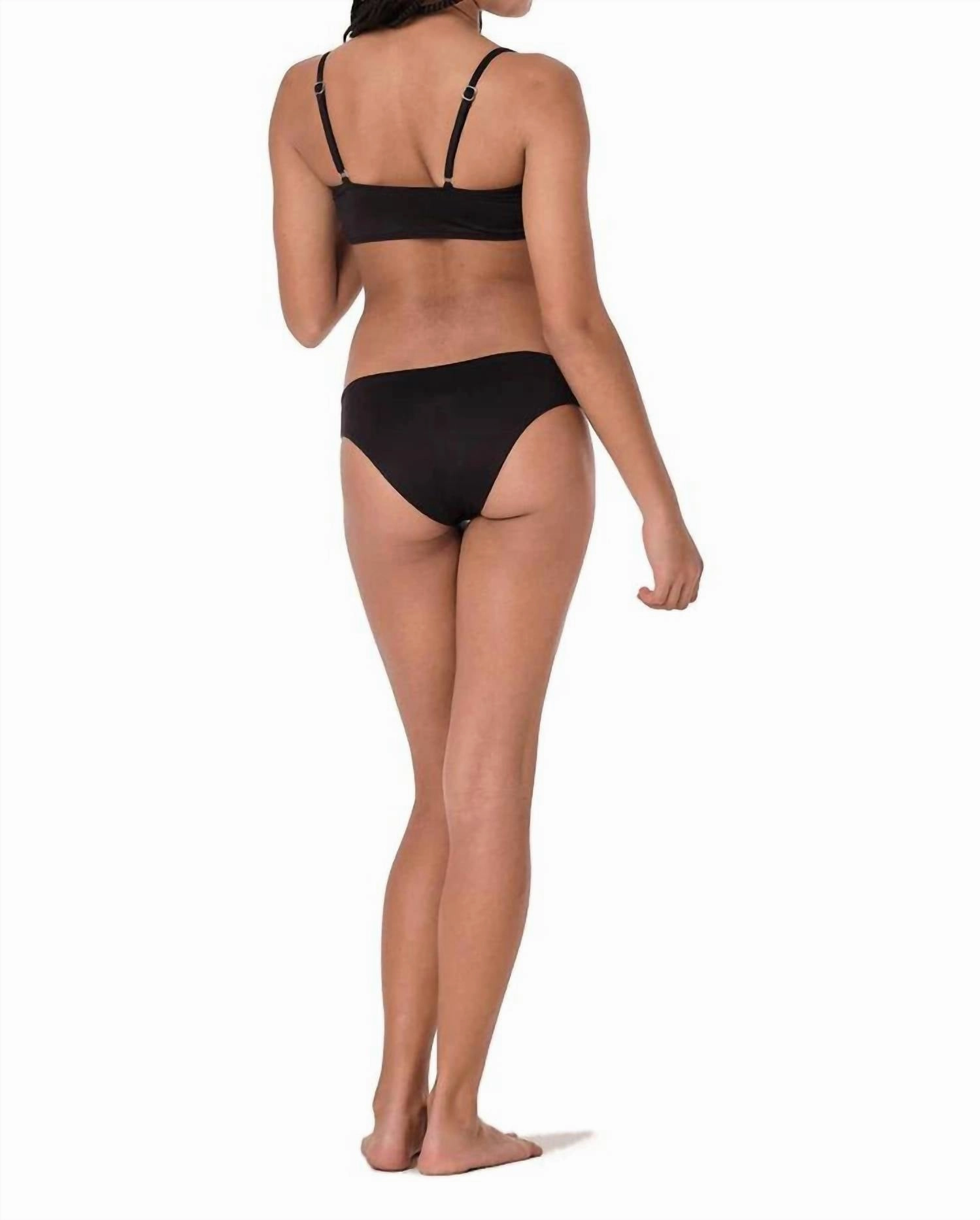 Line Crossed Bikini Set In Black/cream