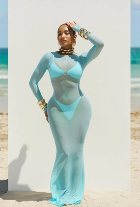 Linus Cover Up Dress - Ice Blue affordable swimsuits for women, elegant women's swimwear