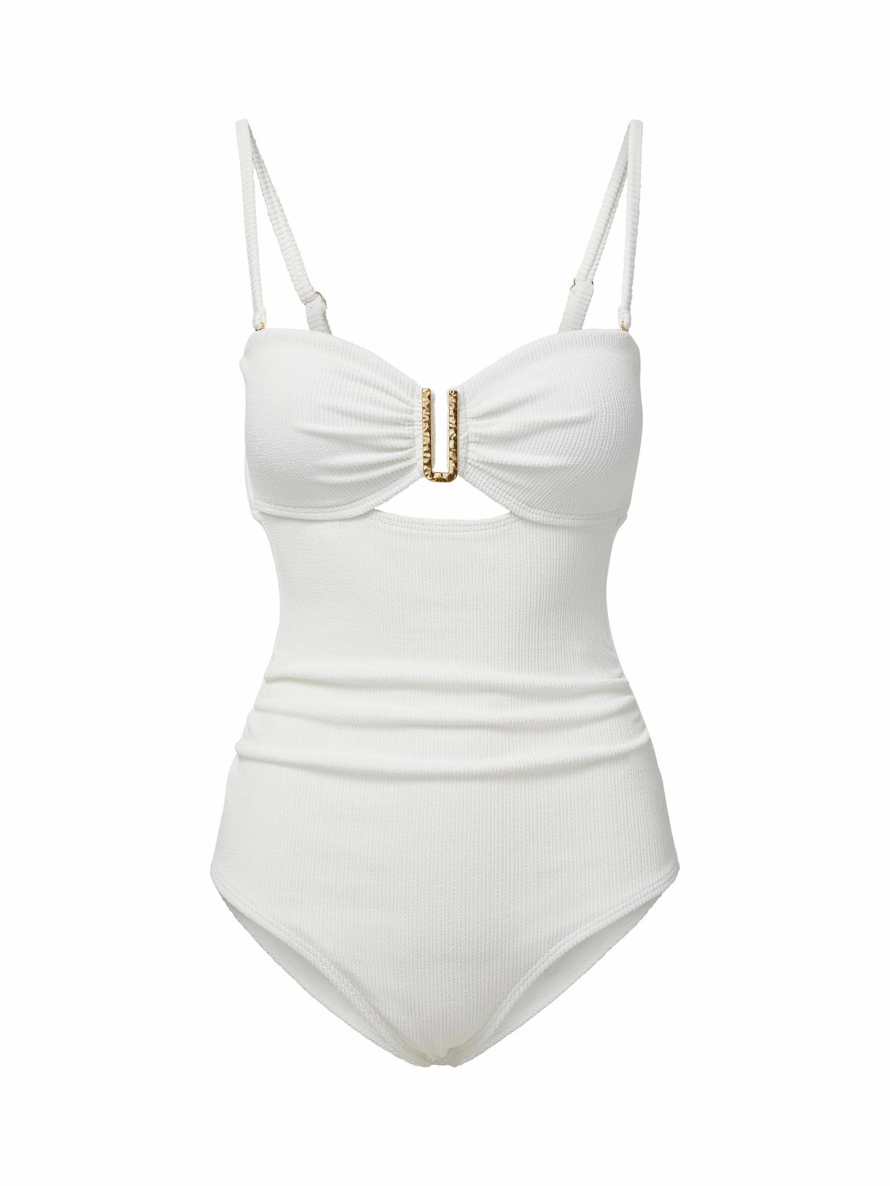 Lisa One Piece Ivory Texture high waist swimwear women, swimsuit for women beachwear