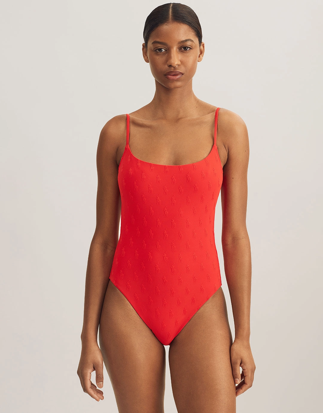 Logo Jacquard Kennedy Swimsuit - Bright Hibiscus padded swimwear for women, padded bikini tops