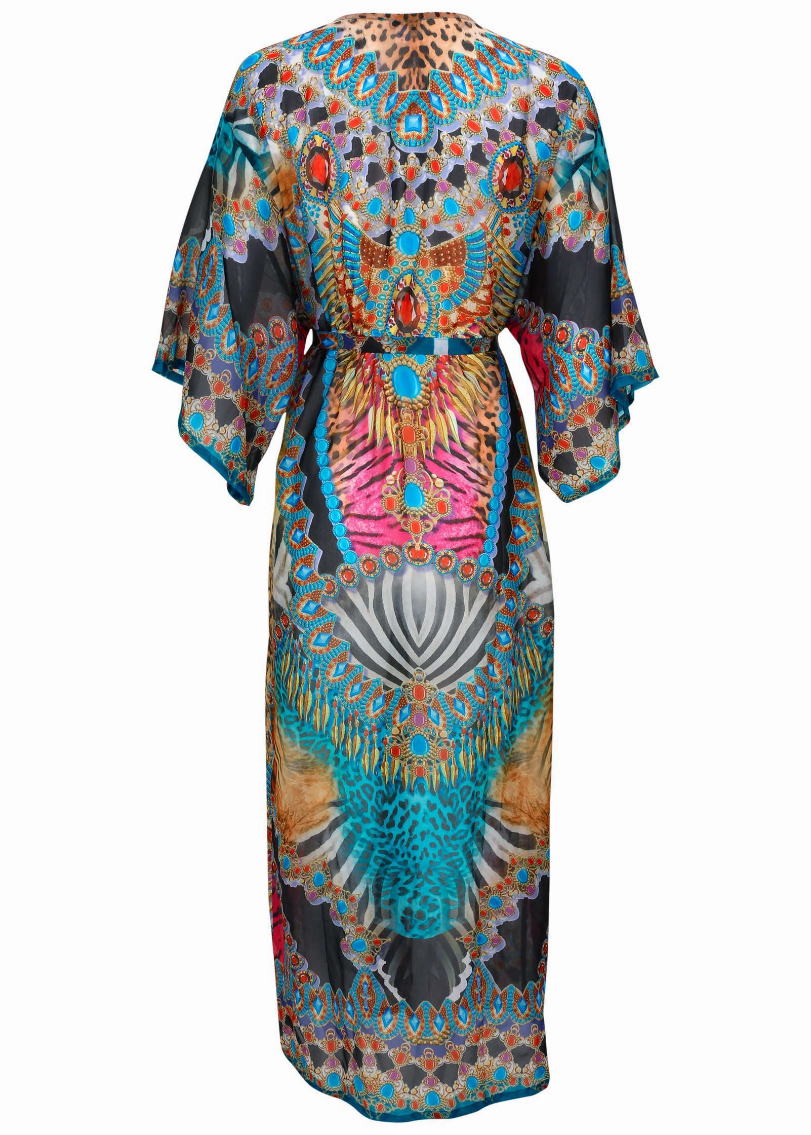 Long Kimono Cover-Up - Mirrored Jungle